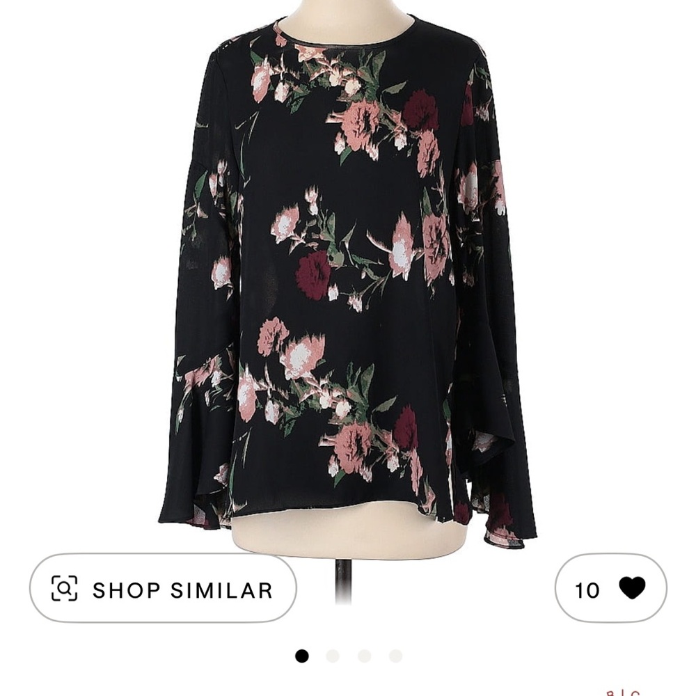 Vince Camuto Black and Pink Floral Blouse
